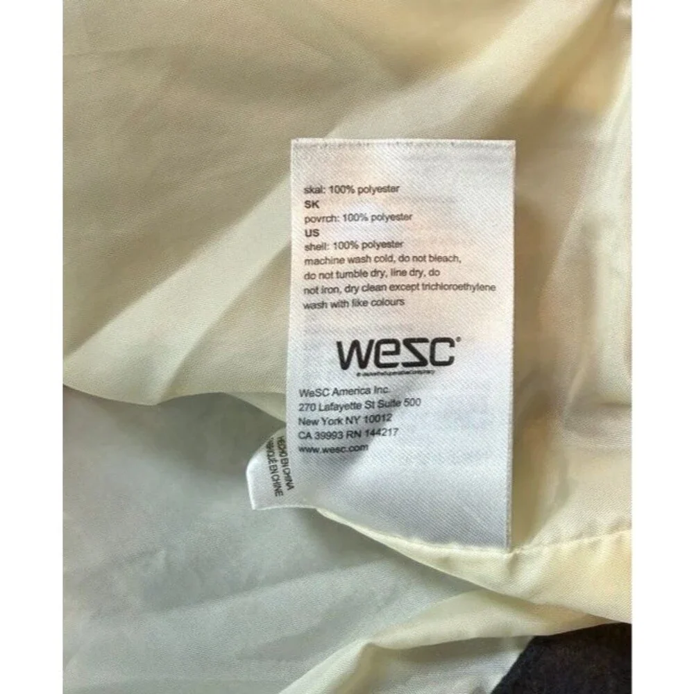 WeSC James Waist Coat Mens Size Medium Womens Large Shadow Check Lined Jacket